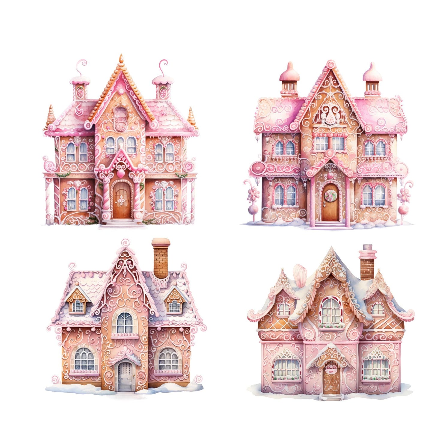 Christmas Pastel Gingerbread House Clipart