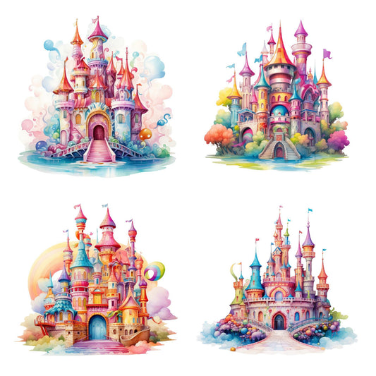 Watercolor Candyland Castle Clipart