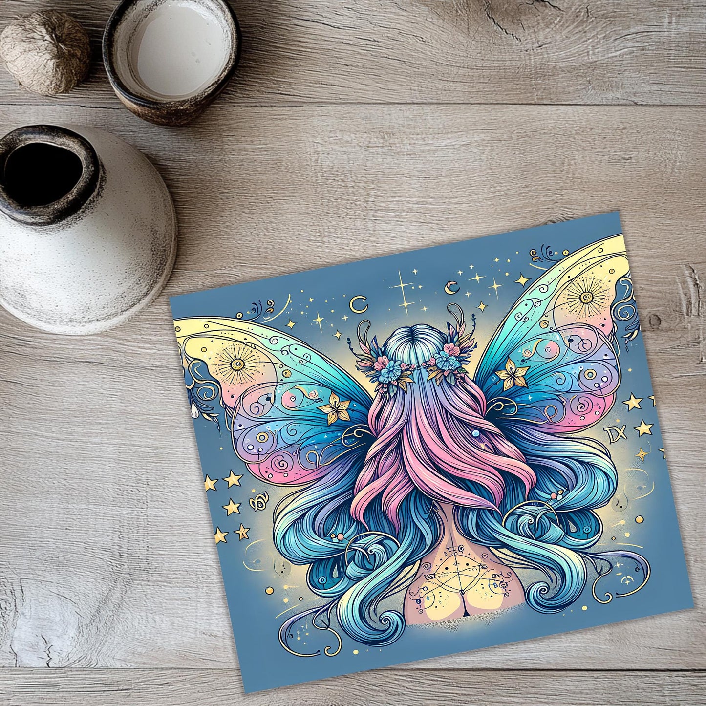 a painting of a fairy with a butterfly wings