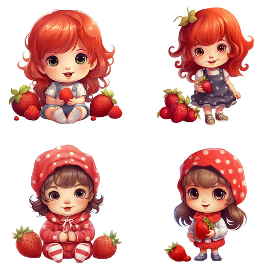 Cute Strawberry baby girl clipart
