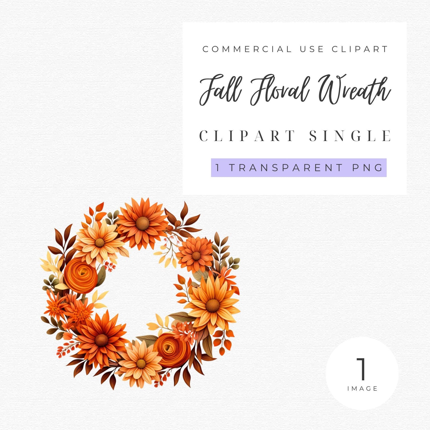 Watercolor Fall Floral Wreath Clipart