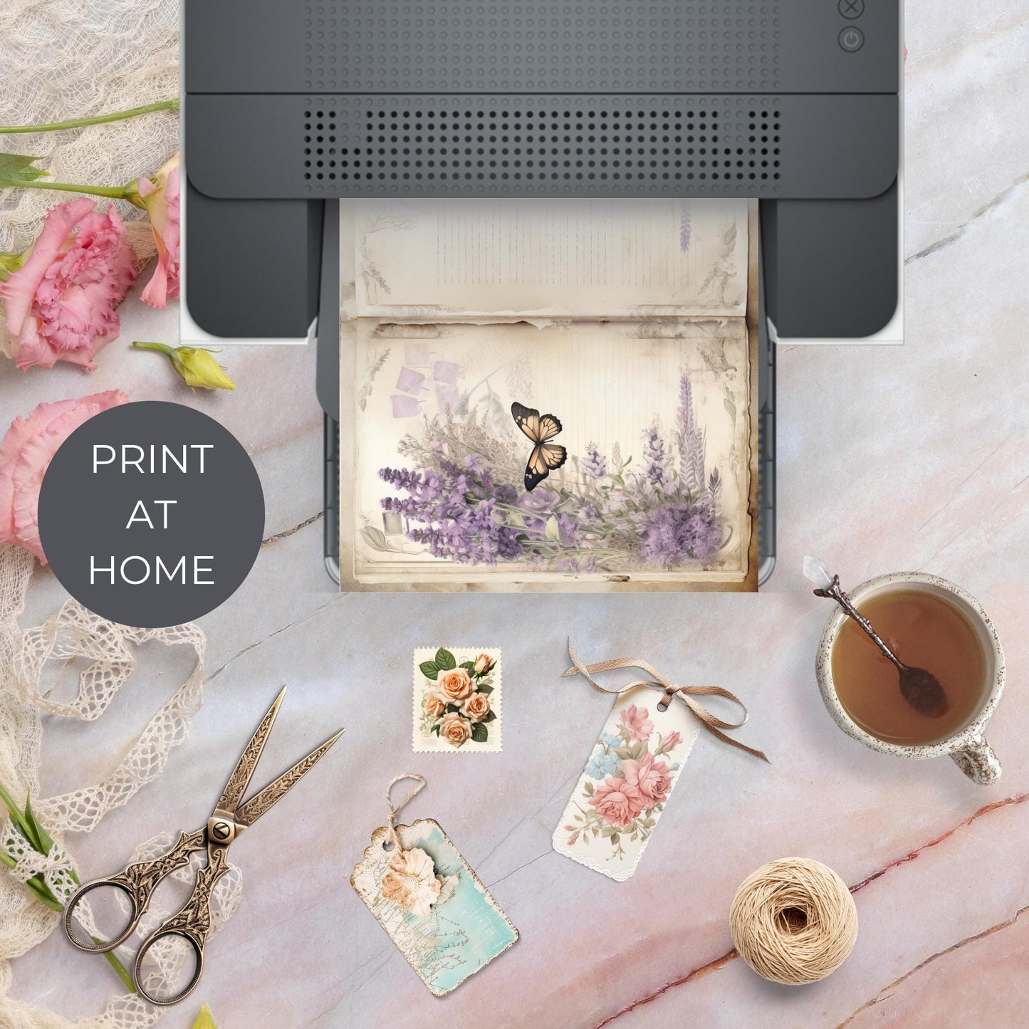 Lavender Junk Journal Pages