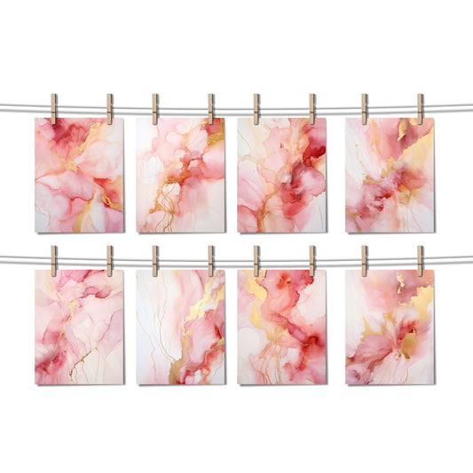 Blush Pink & Gold Alcohol ink Texture Clipart