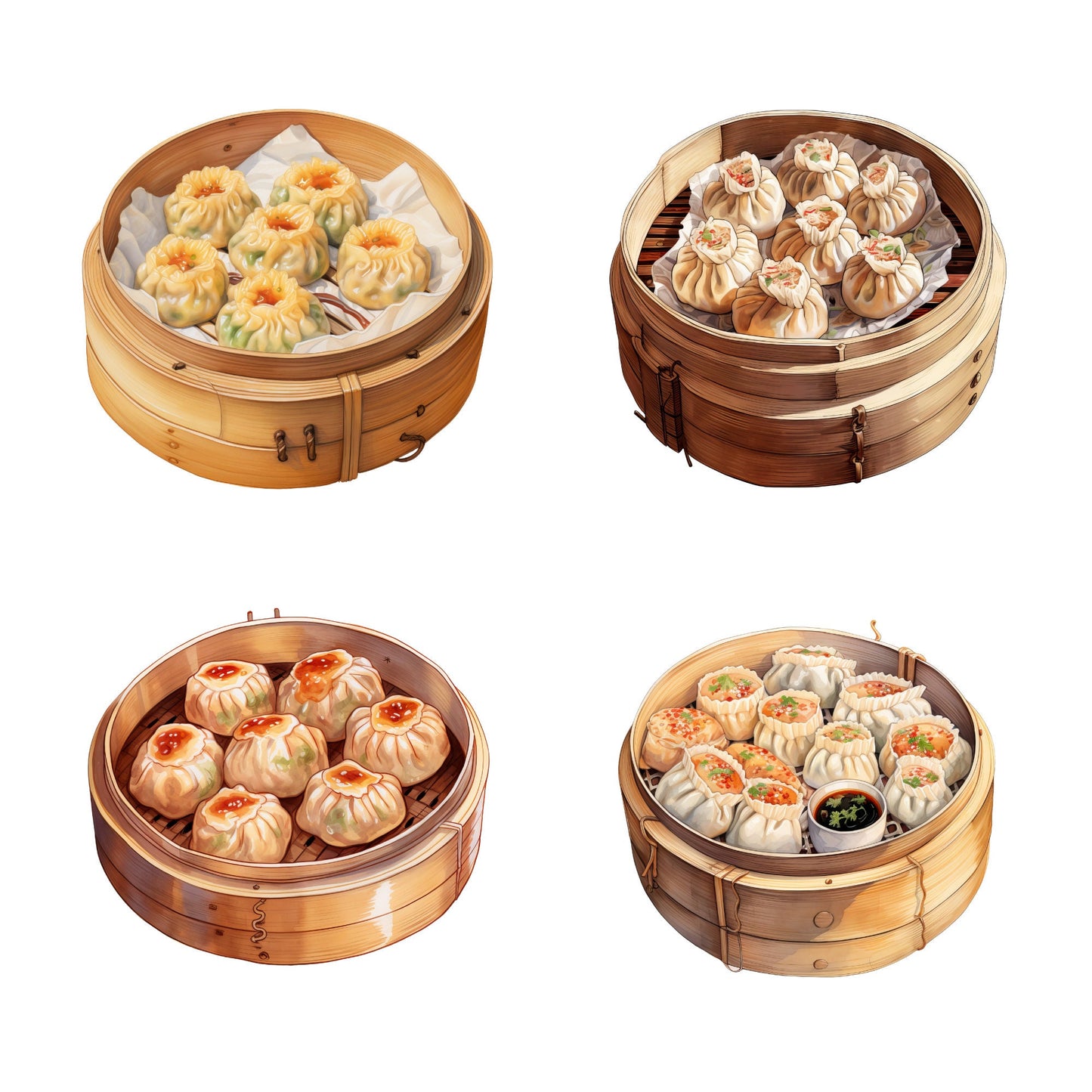 Watercolor Dimsum Clipart
