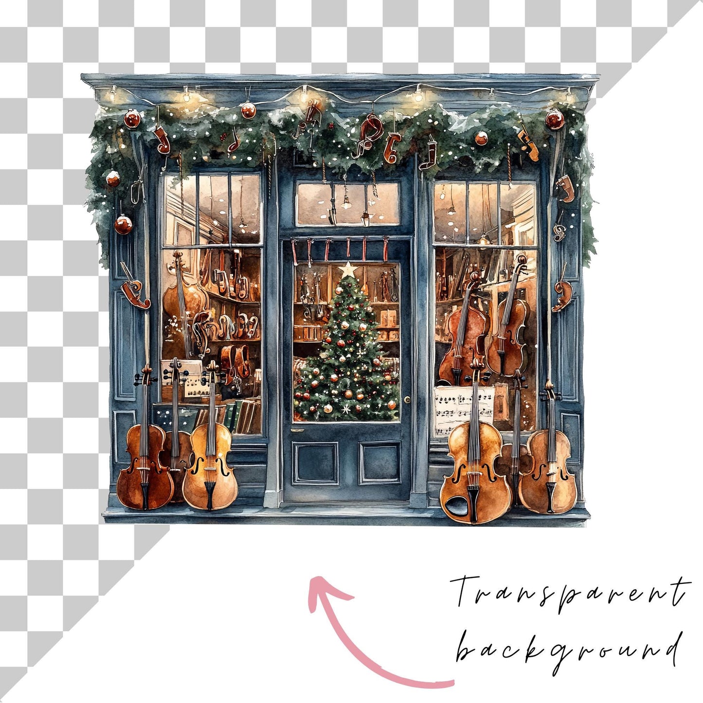 Christmas Storefronts Clipart