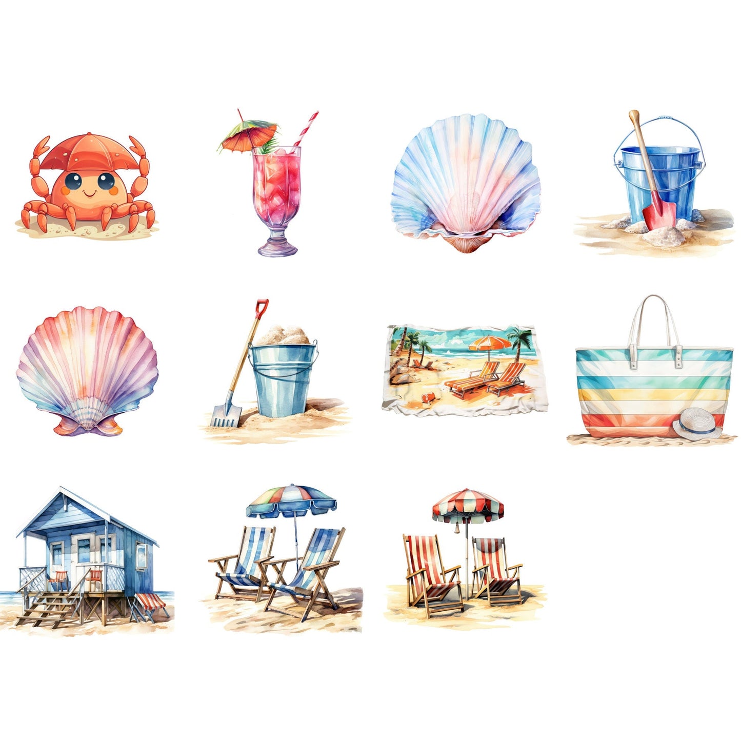 Watercolor At the beach clipart
