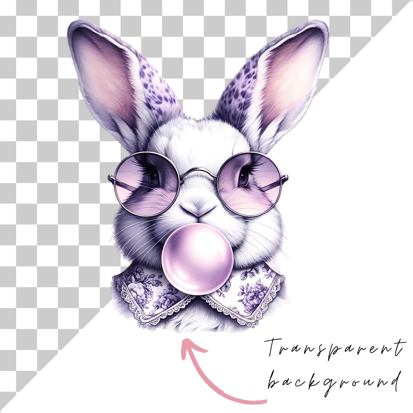 Diseño PNG de conejito con gafas vintage retro