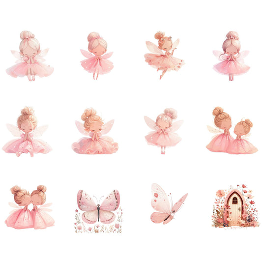 Watercolor Sleepy Fairy Garden Clipart