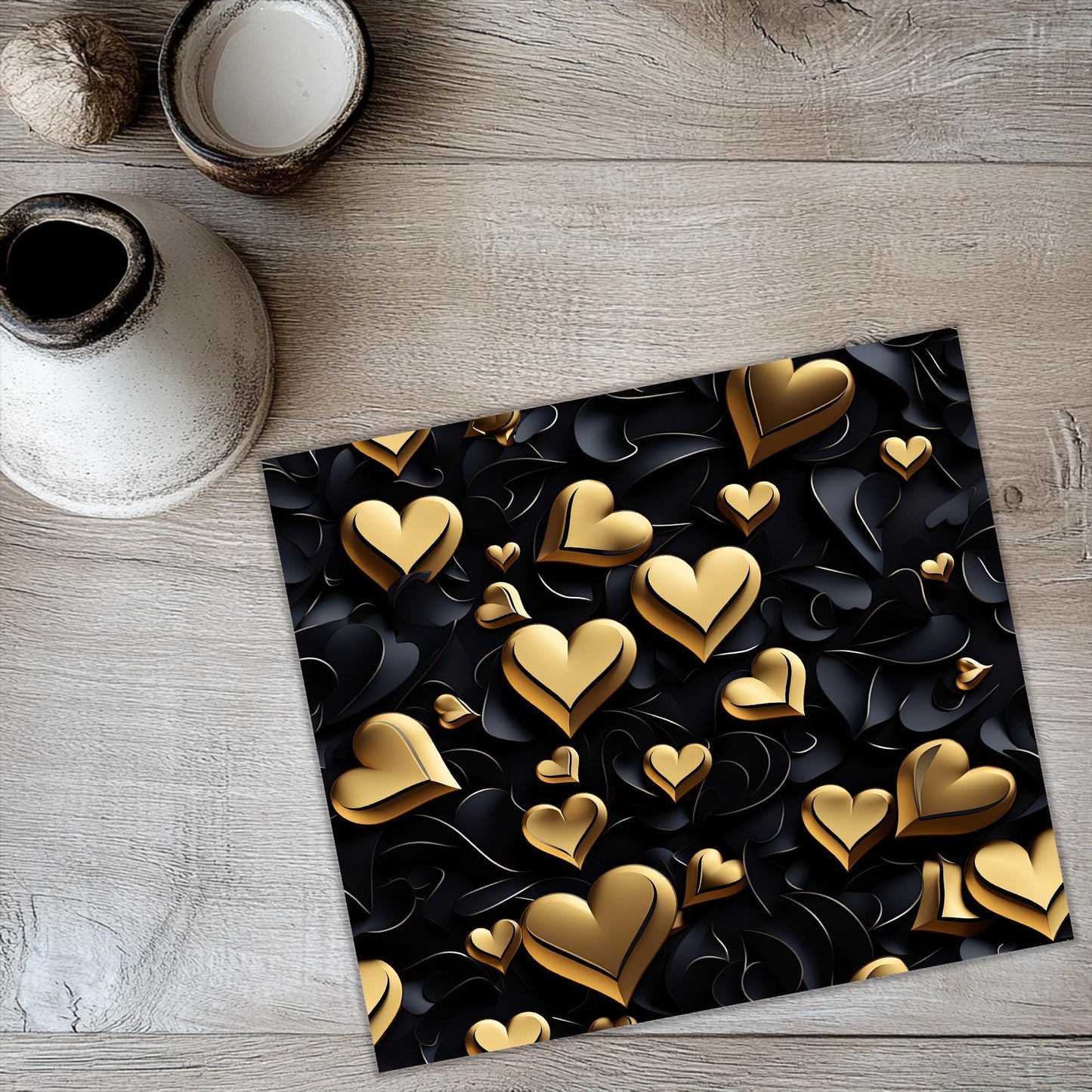 a picture of a table with a bunch of hearts on it