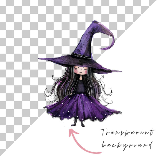 Watercolor Quirky Witch Clipart