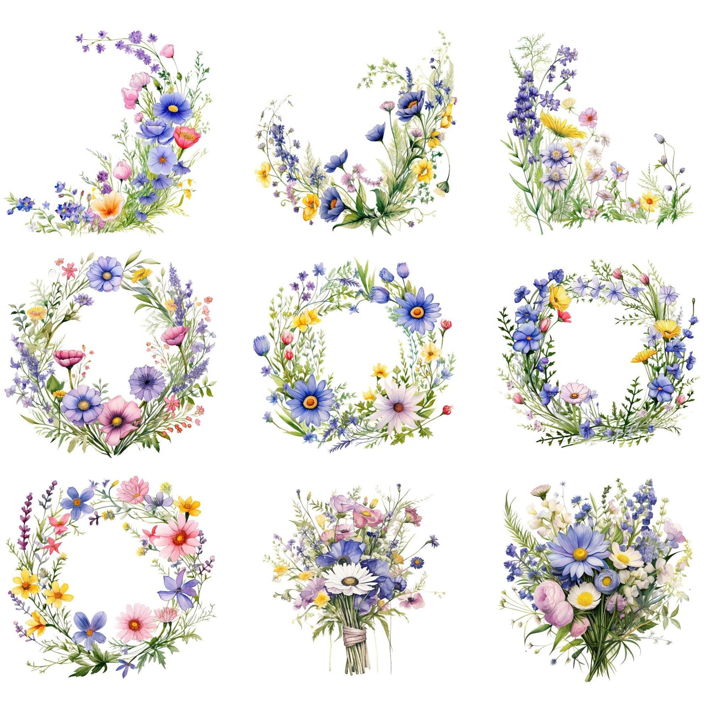 Wildflower Meadow Floral Clipart