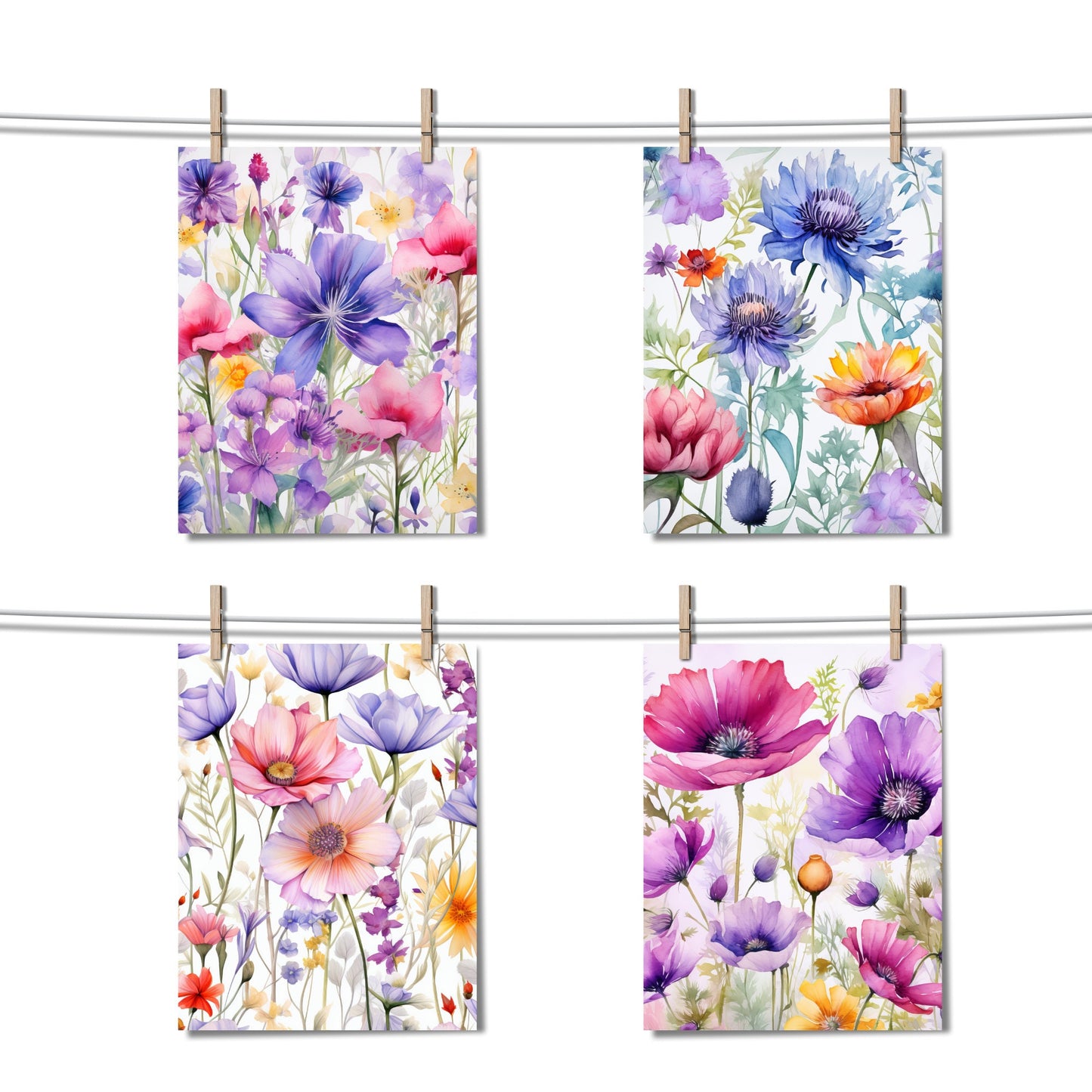 Watercolor Wildflowers Digital Papers