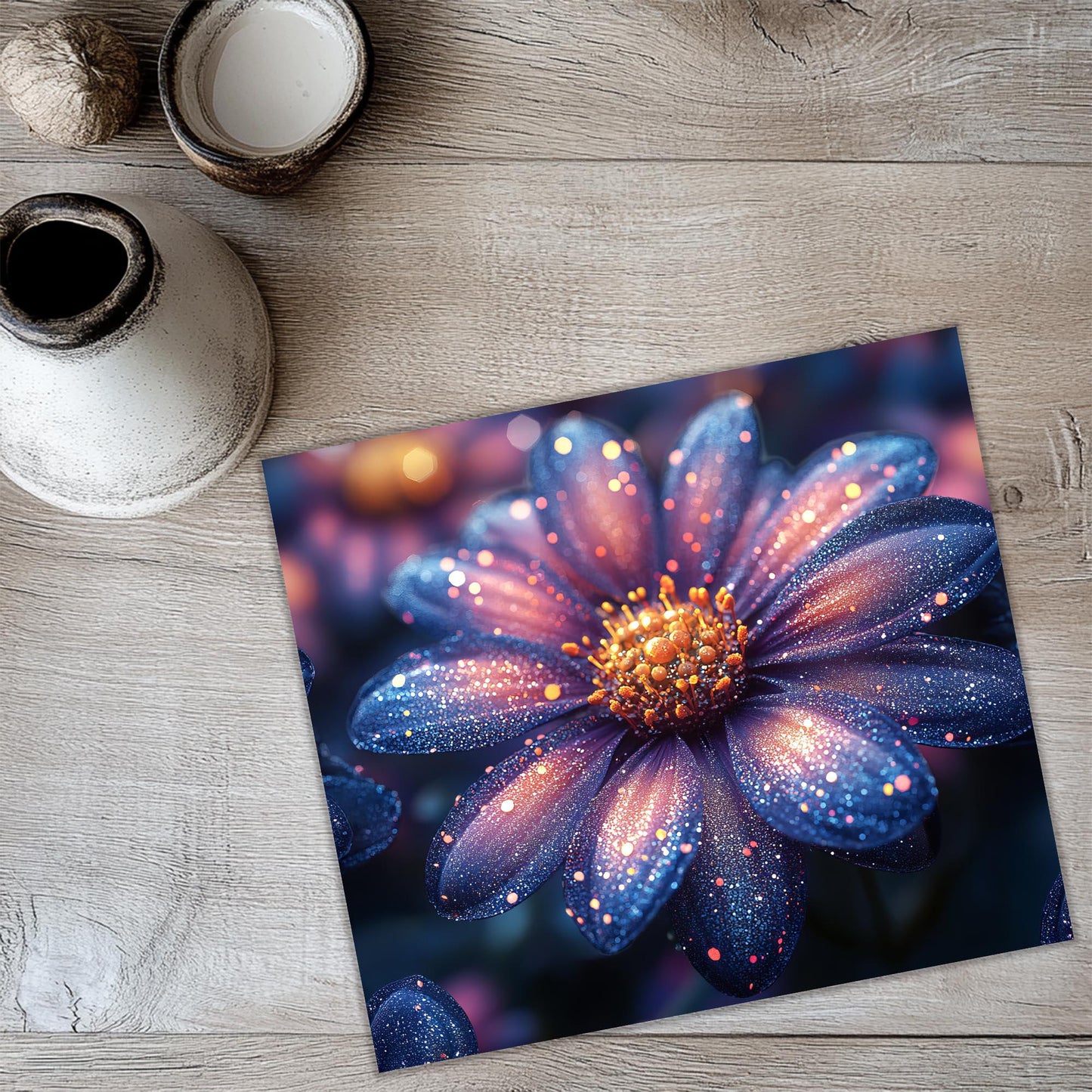 a picture of a blue flower with water droplets on it