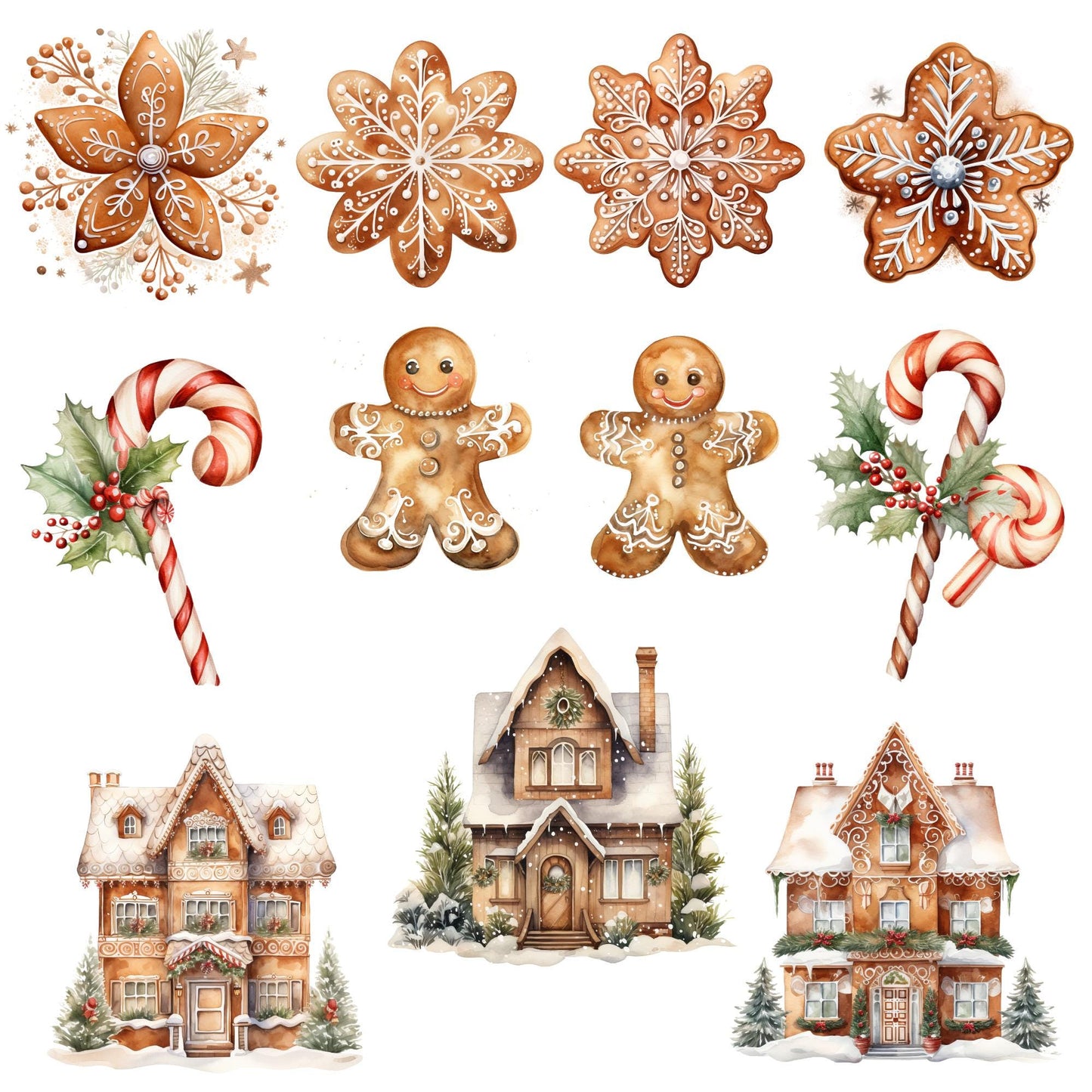 Watercolor Cosy Boho Christmas Clipart