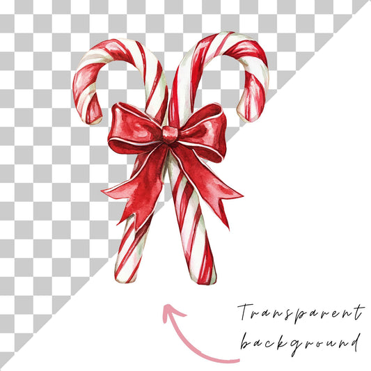 Candy Cane with Bow Clipart