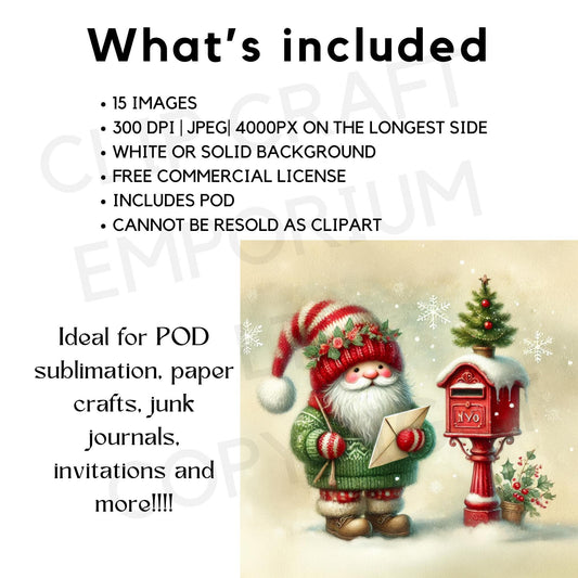 15 Christmas Mailbox Gnome Clipart