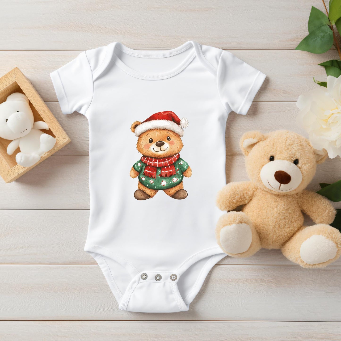 Watercolor Christmas Teddy Bear Clipart