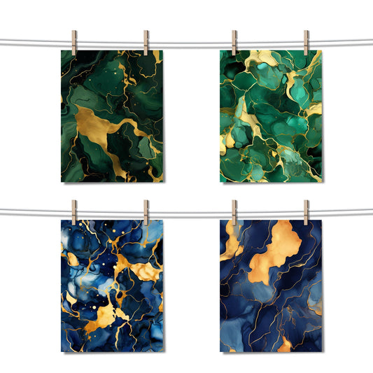 Deep Color and Gold Alcohol Ink Digital Papers