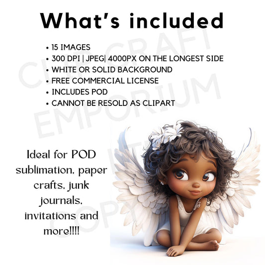 15 Quirky Girl Black Angel Clipart