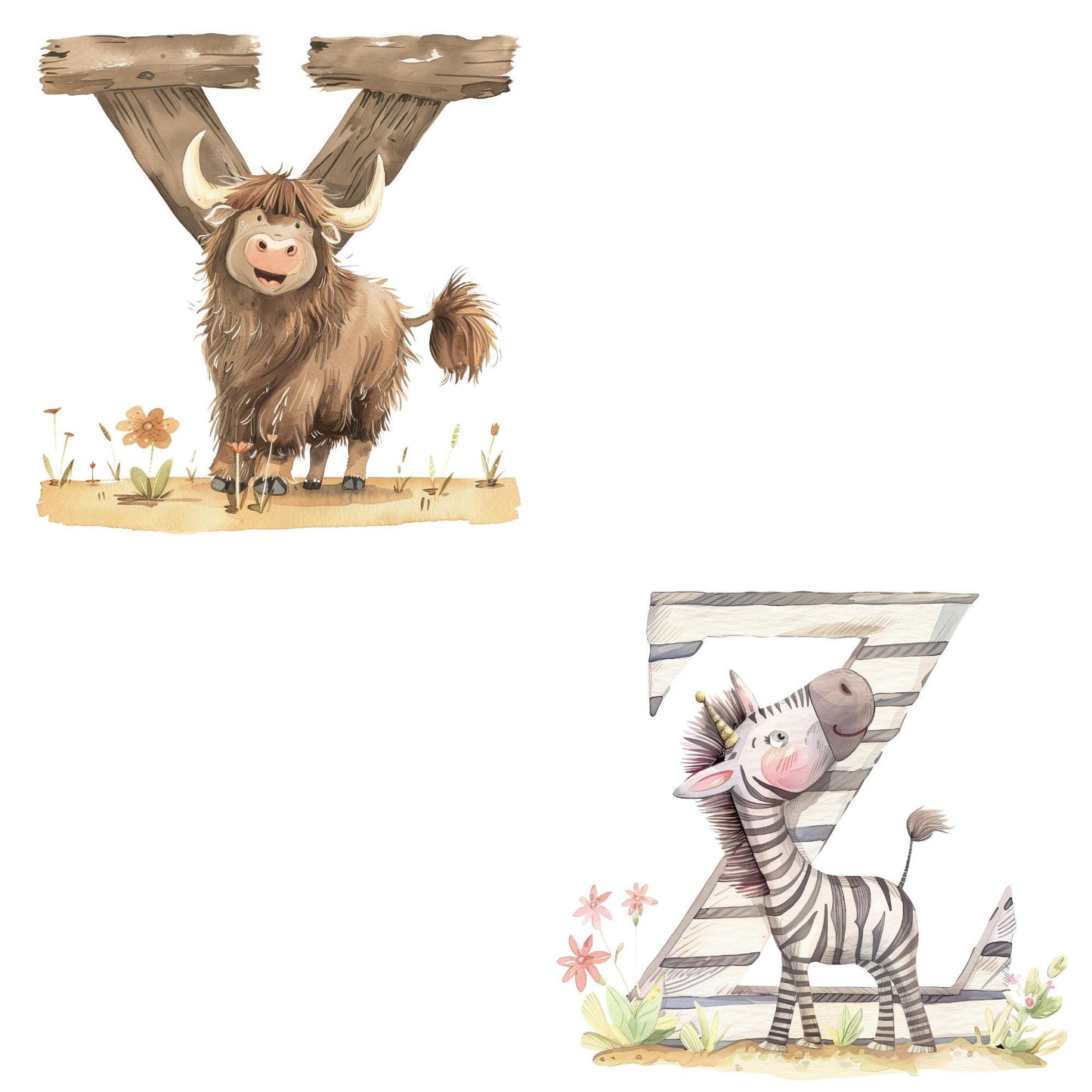 Cute Animal alphabet letter clipart