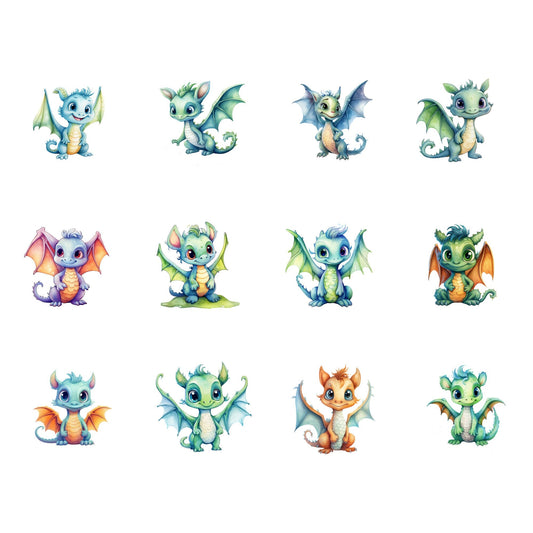 Watercolor Cute Dragon Clipart