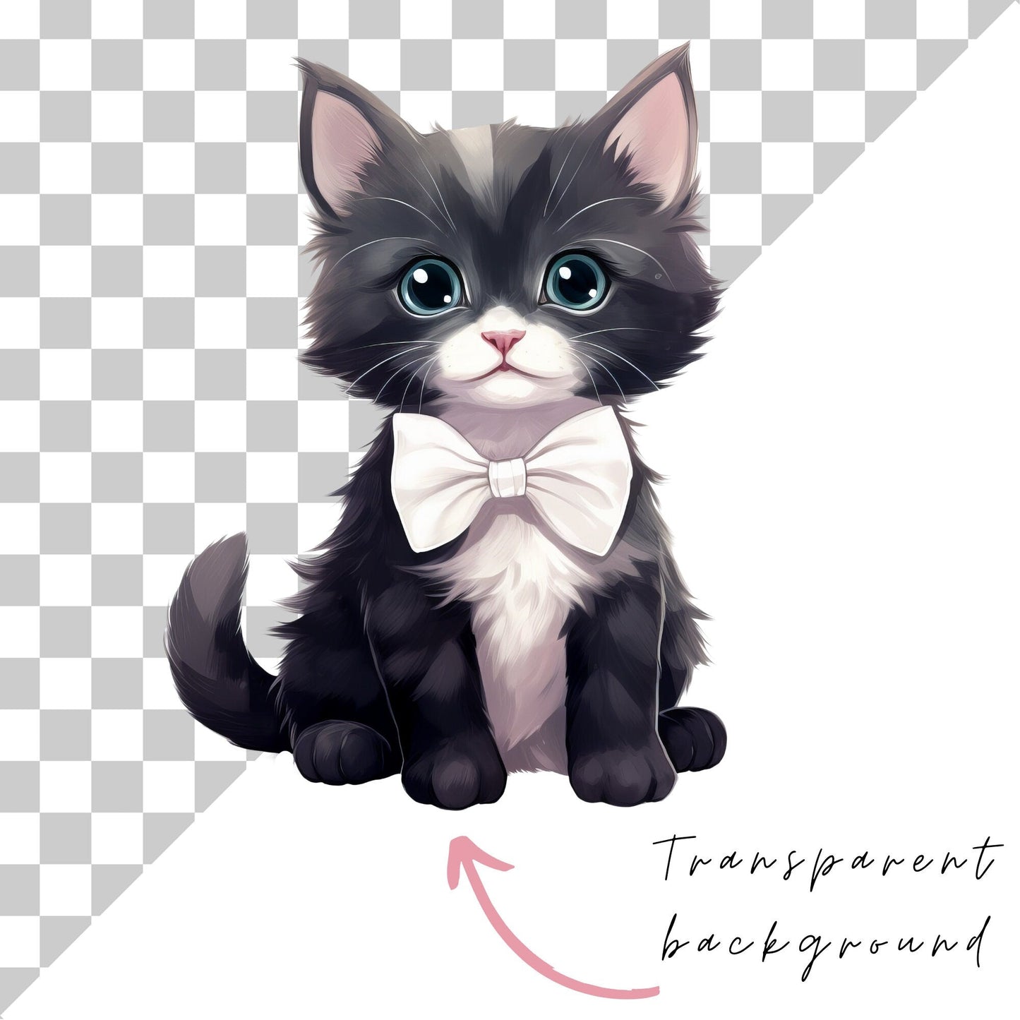 Watercolor Cute Kittens with Bow Ties Clipart