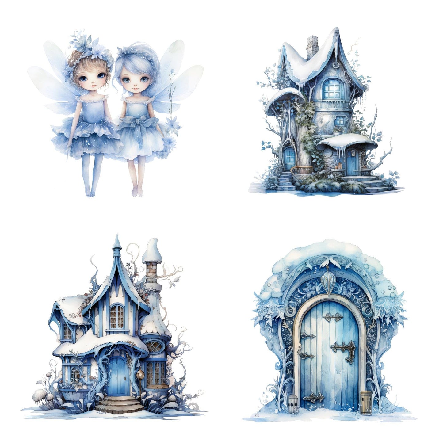 Watercolor Winter Fairy Clipart