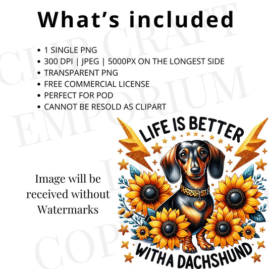 La vida es mejor con un perro salchicha PNG