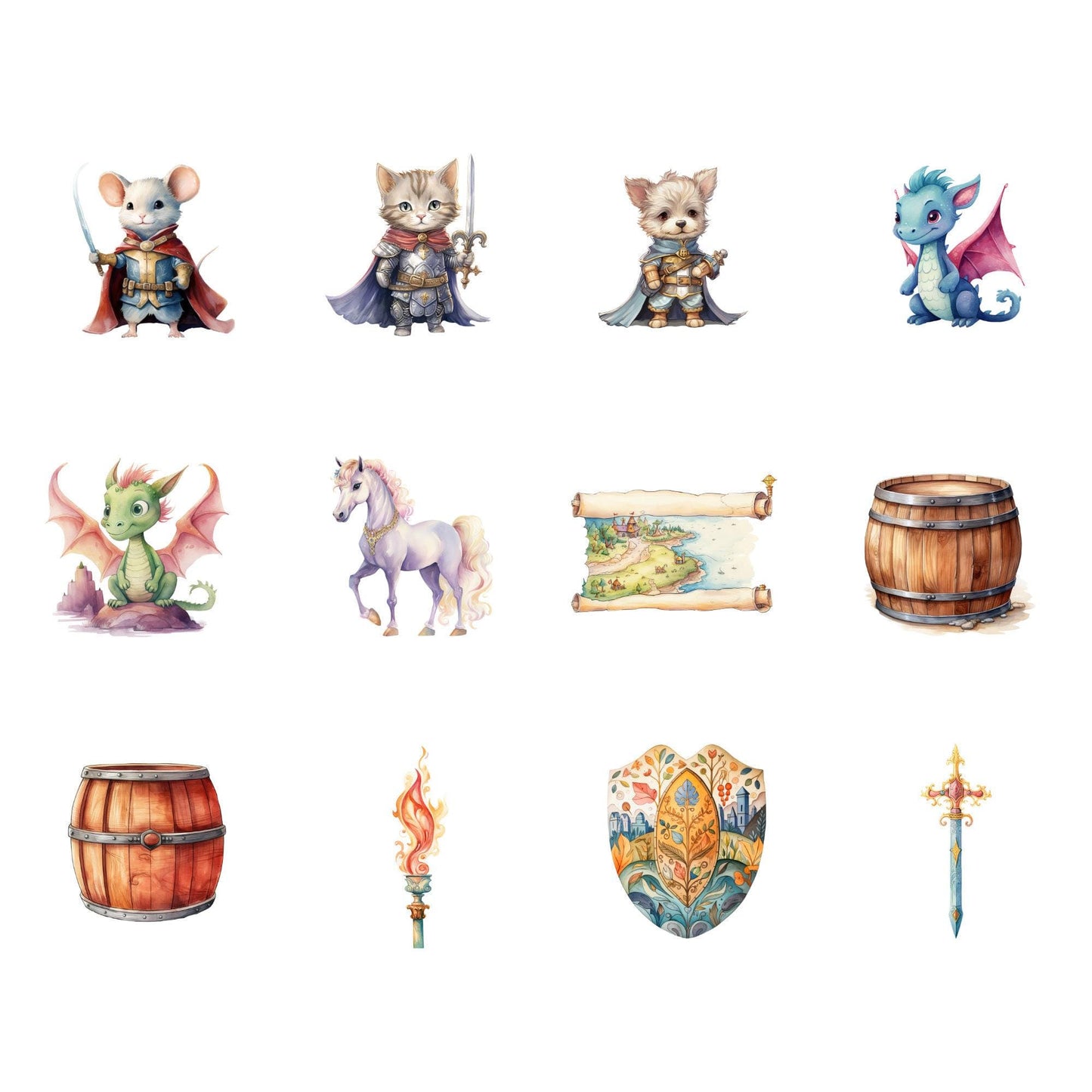 Fairytale Knights and Princess Clipart