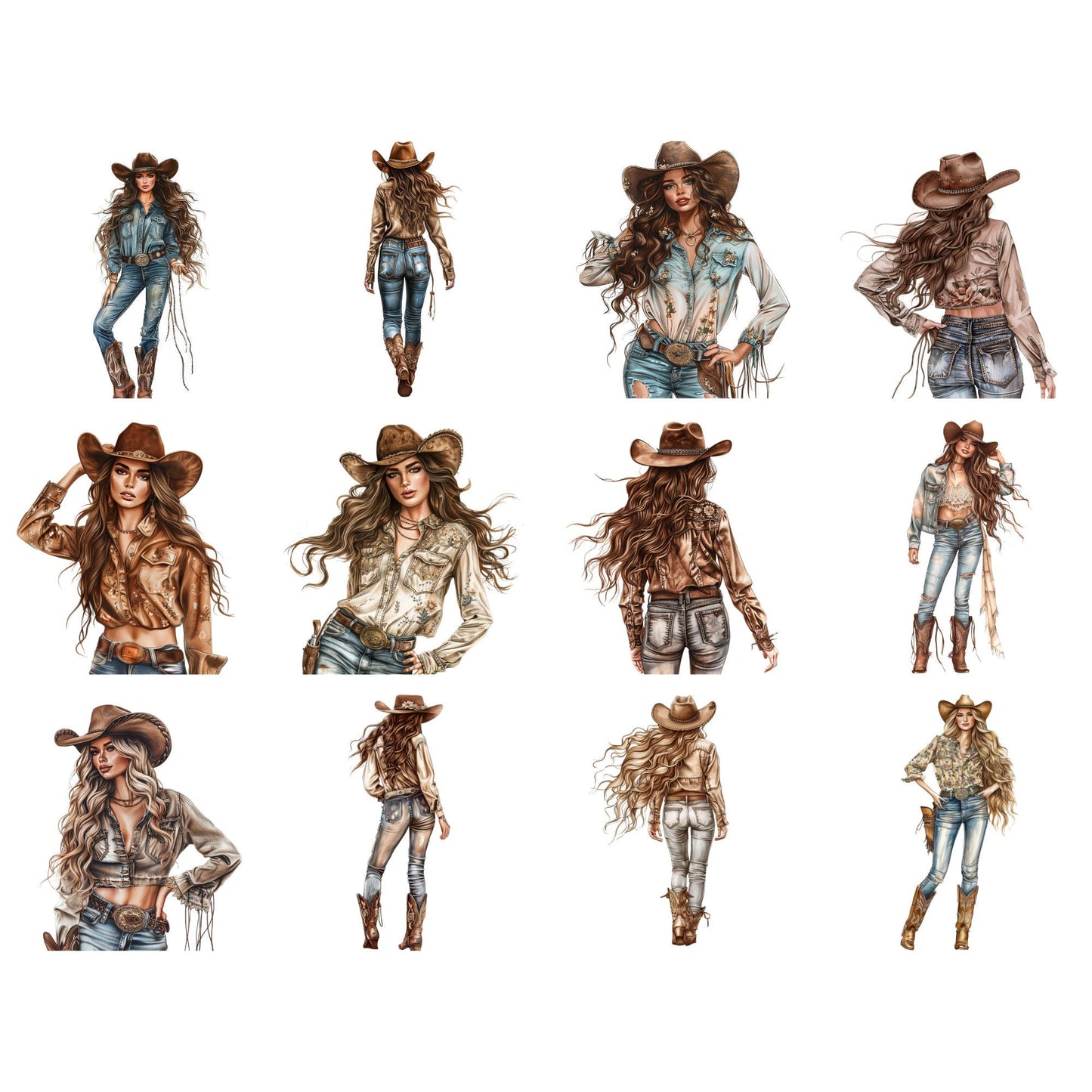 Watercolor Cowgirl Clipart