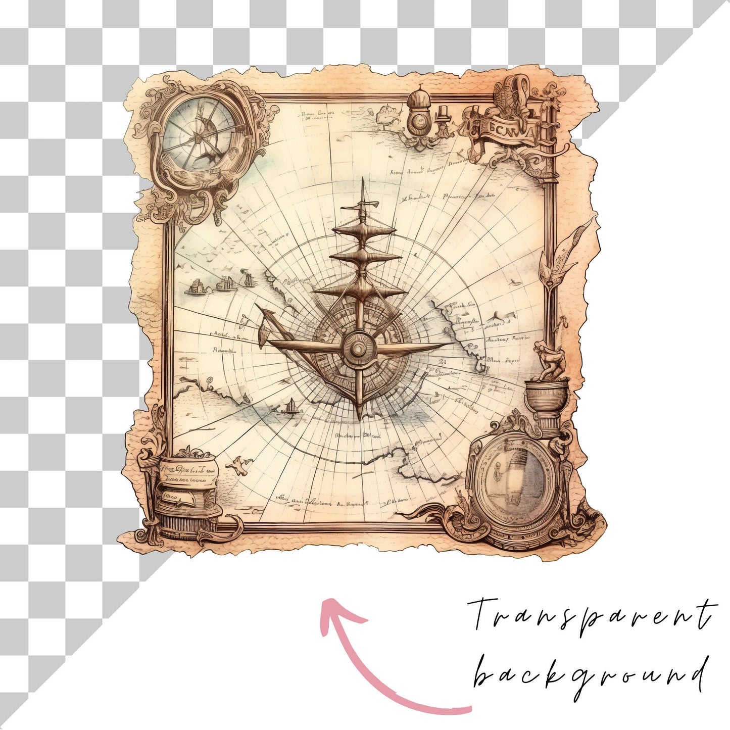 Vintage Maps Clipart Pack