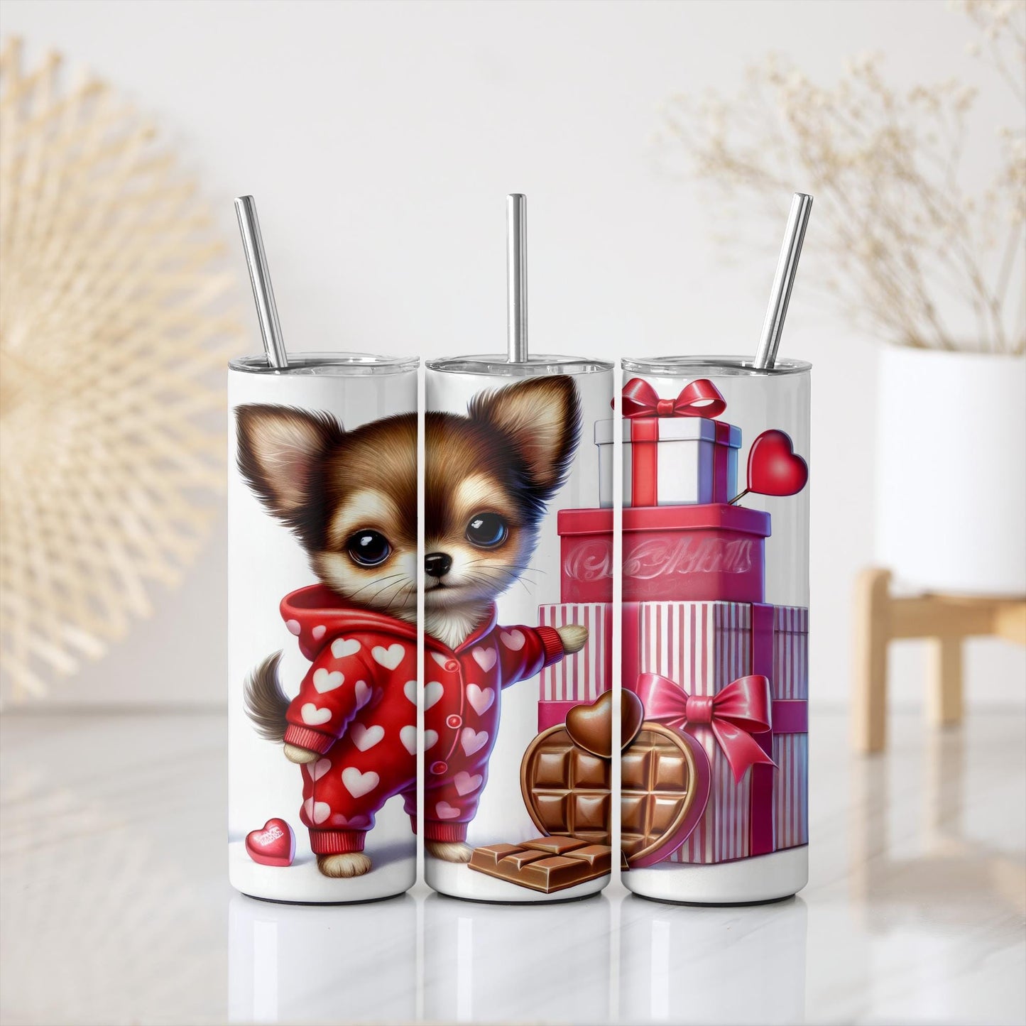 a couple of cans with a picture of a dog on them