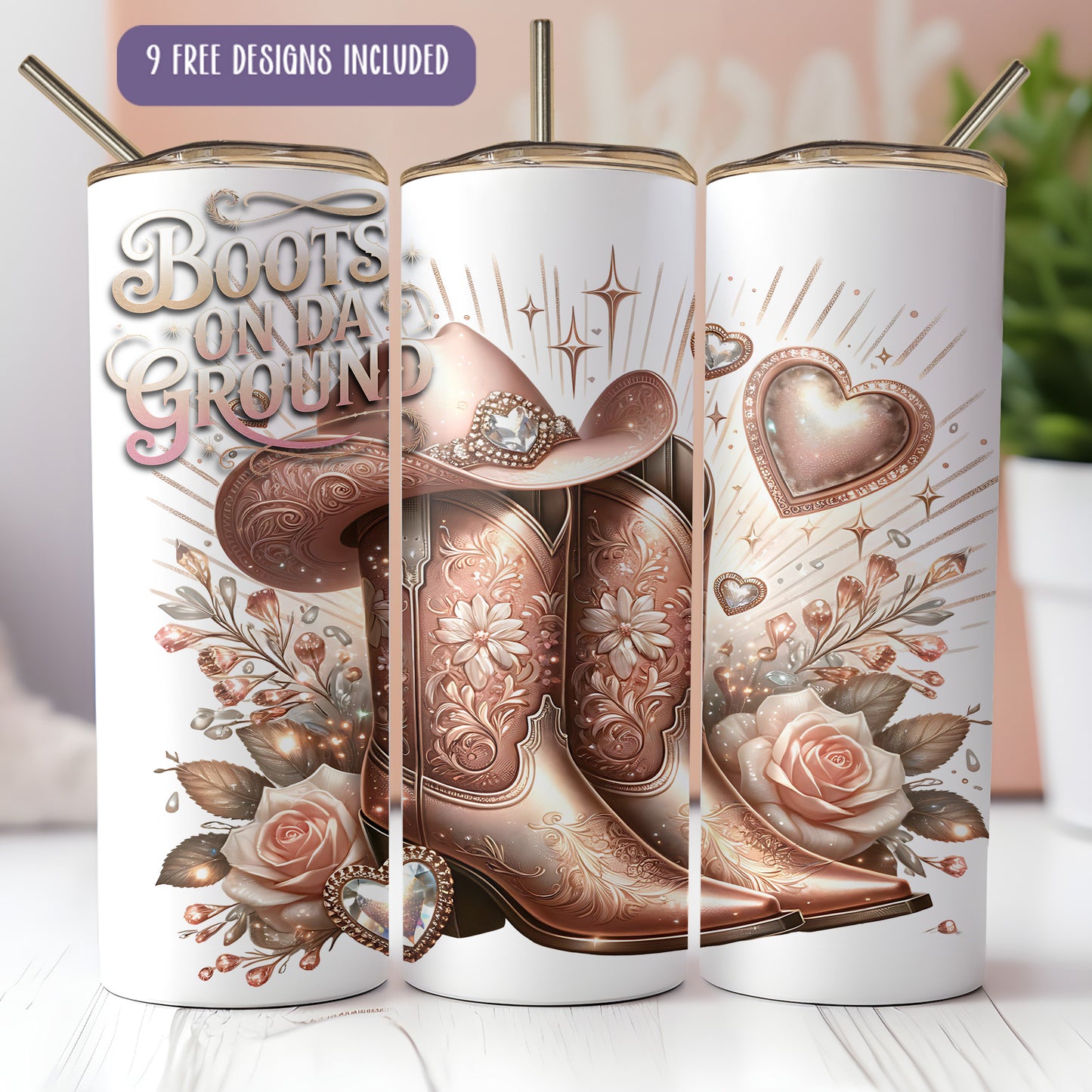 Boots on Da Ground Tumbler Wrap PNG | Western Cowgirl Sublimation