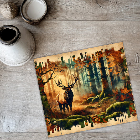 Camo Deer & Elk Hunting Season 20oz Tumbler Wrap – Sublimation PNG