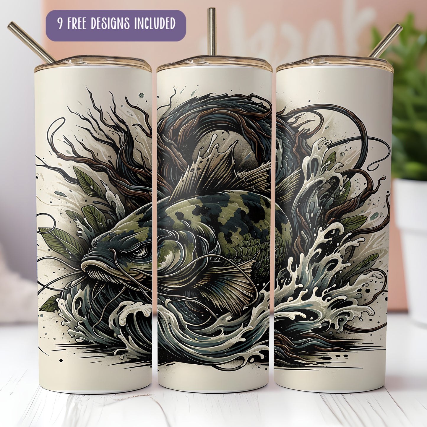 Catfish Tumbler Wrap PNG | Lake Life Fishing Sublimation