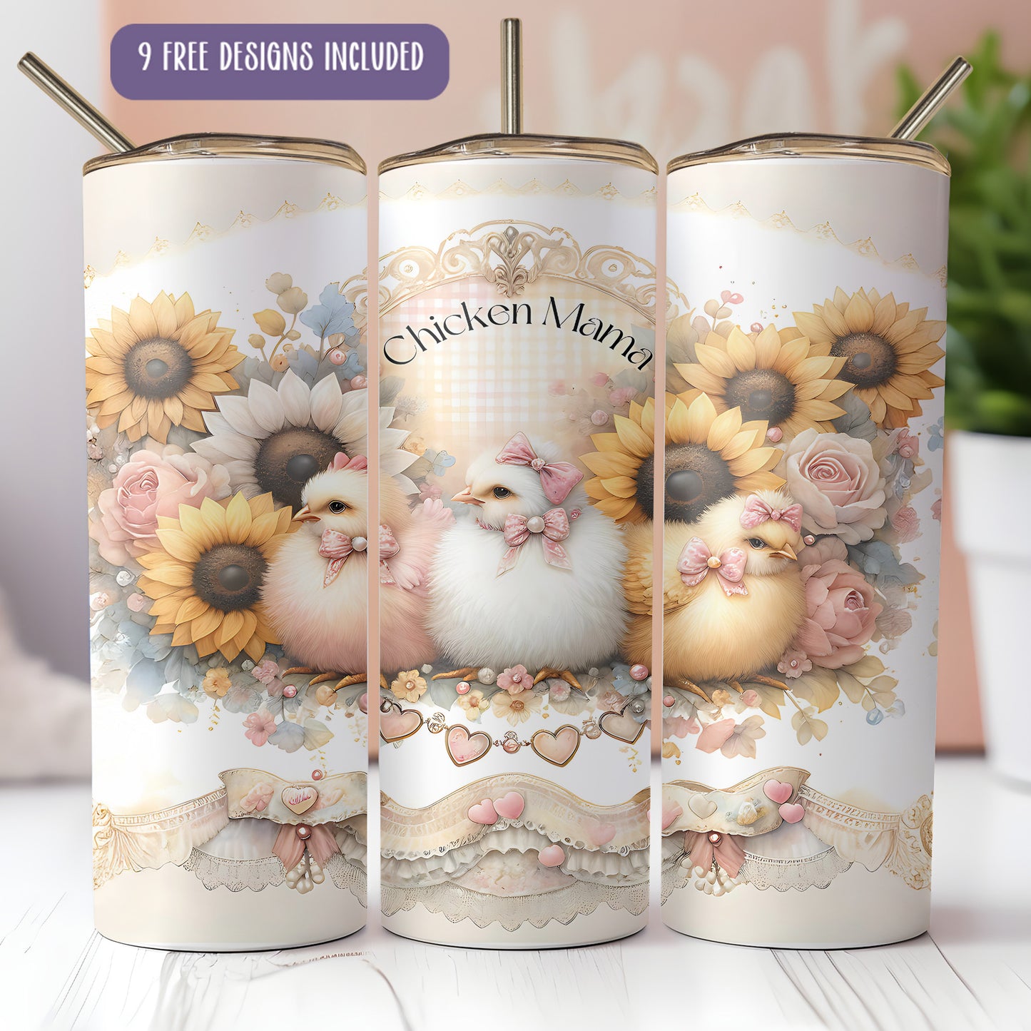 Chicken Mama Tumbler Wrap PNG – Funny Farm Mom 20oz Sublimation Design