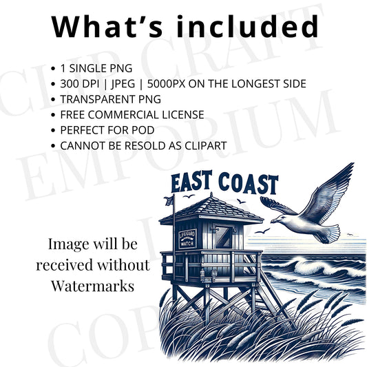 East Coast Summer PNG – Coastal Ocean Sailboat Sublimation Design