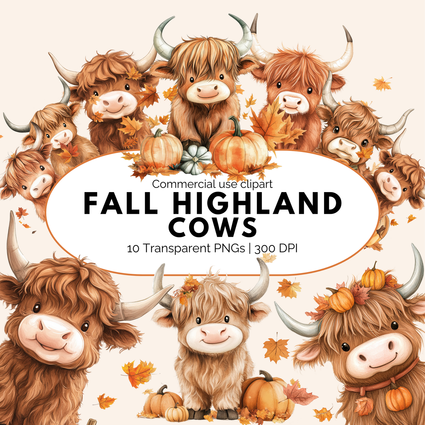 Fall Highland Cow Clipart