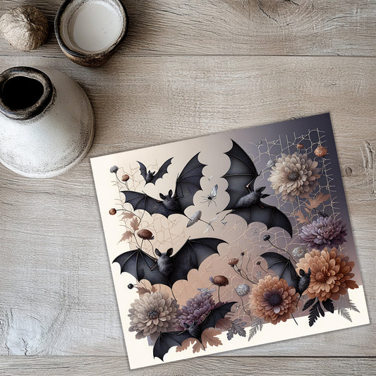 Gothic Bat Tumbler Wrap PNG – 20oz Skinny Halloween Sublimation Design