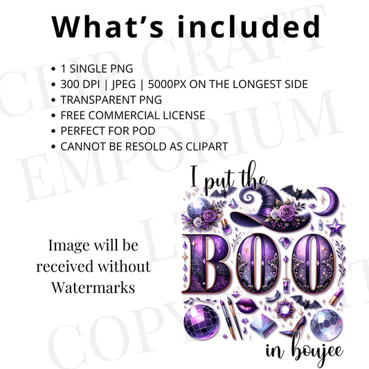 I Put The Boo in Boujee PNG – Coquette Ghost Retro Halloween Sublimation