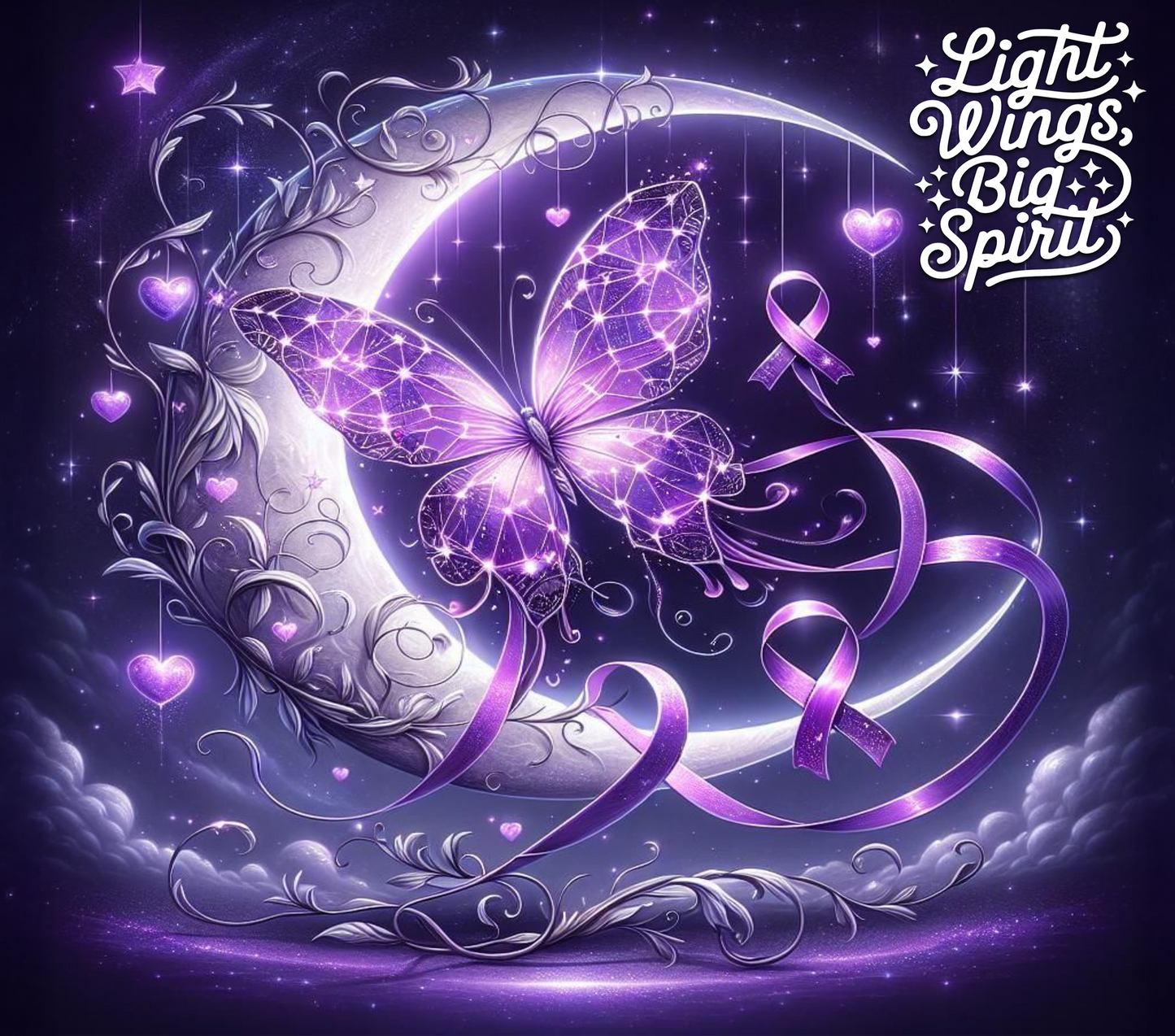 Lupus Tumbler PNG – Purple Butterfly Awareness 20oz Skinny Wrap for Sublimation