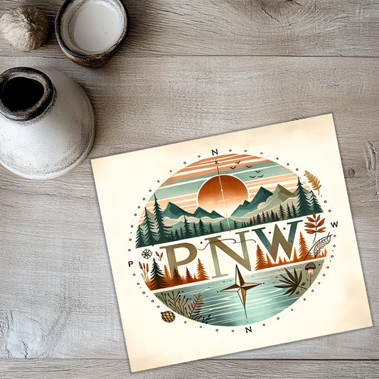 PNW Tumbler Wrap PNG – Pacific Northwest 20oz Skinny Sublimation Design