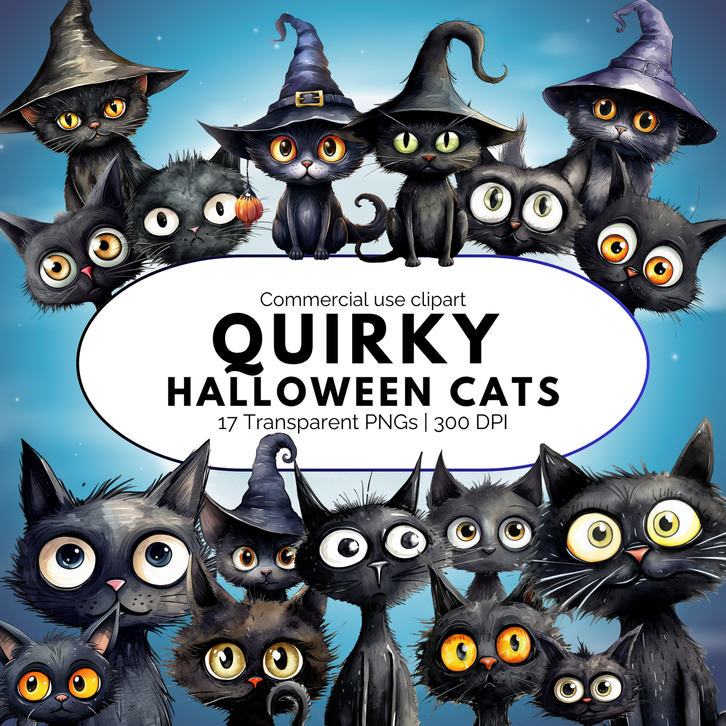 Quirky Black Cat Clipart