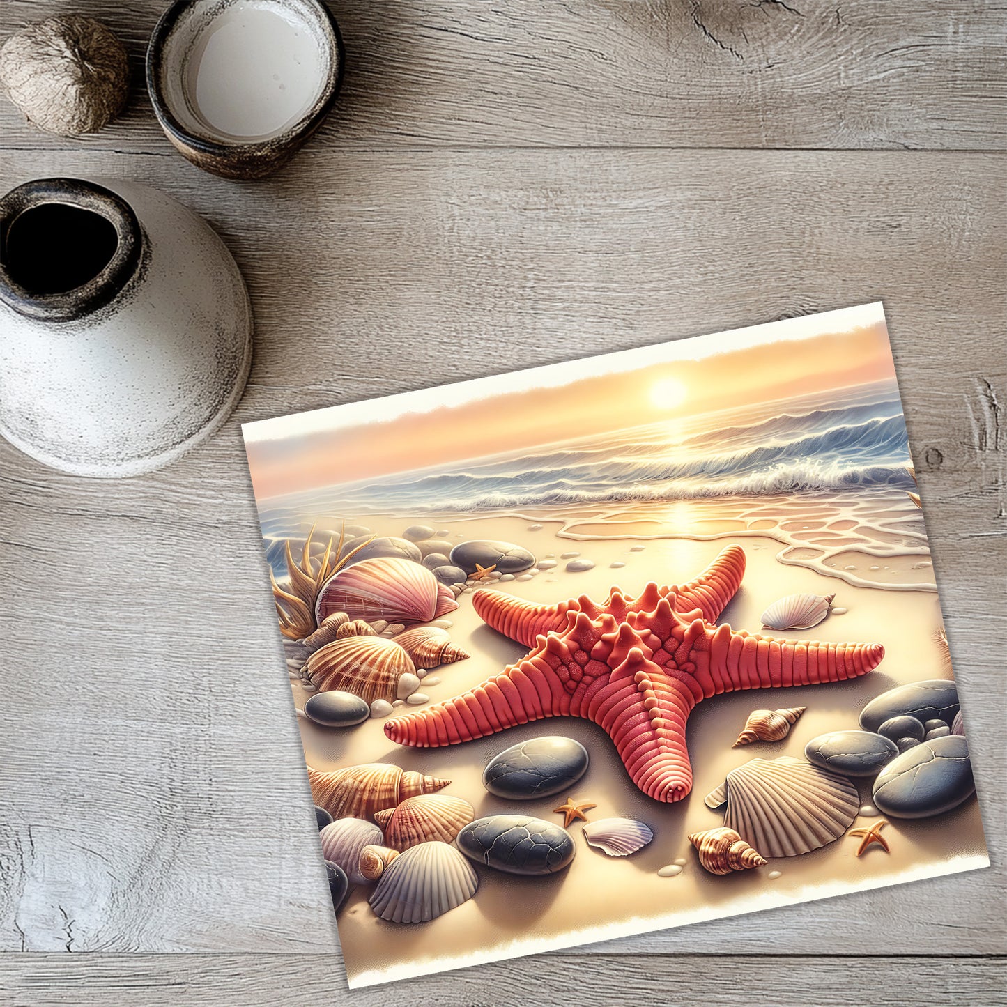 Seashore Tumbler Wrap PNG – Starfish and Seashell 20oz Beach Sublimation Design