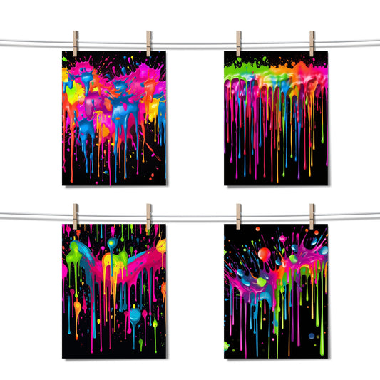 Neon Paint Splatter Digital Paper