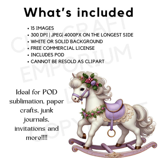 15 Christmas Rocking Horse Clipart