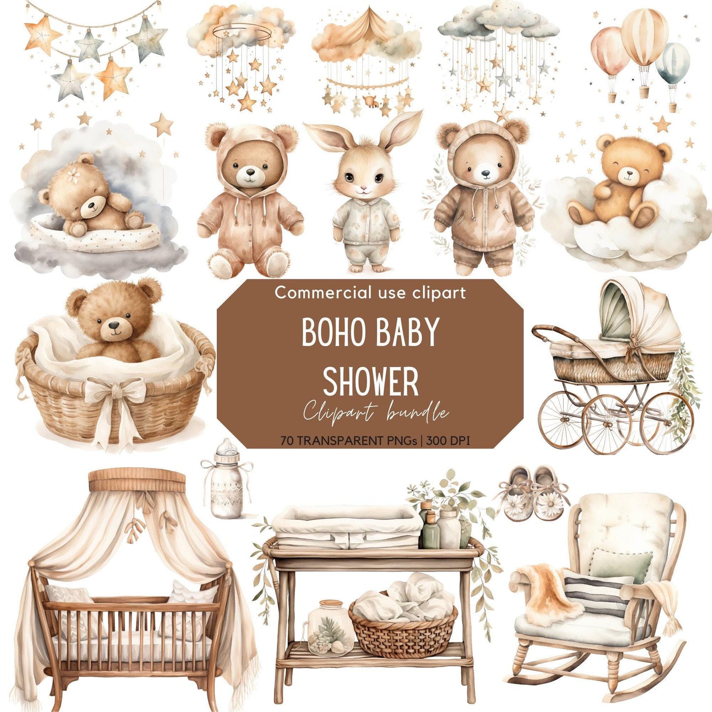 Boho Baby Shower Clipart