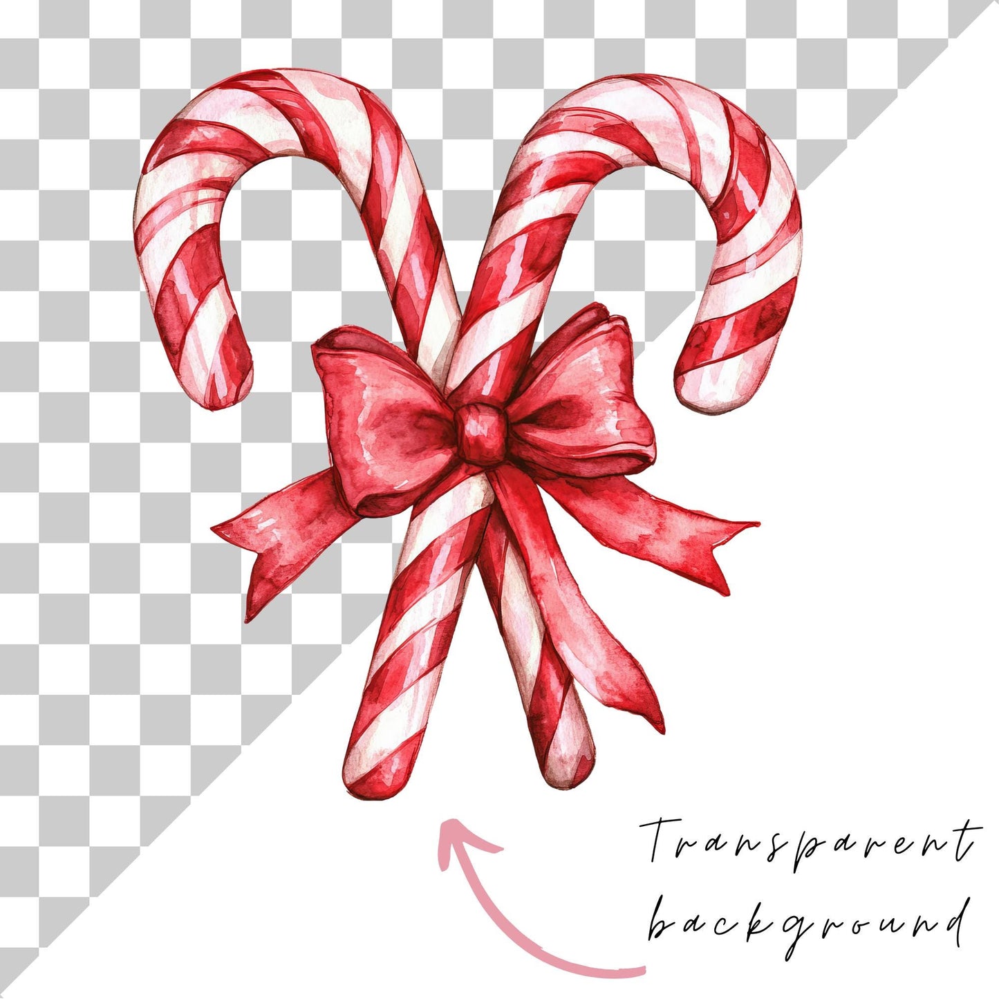 Clipart de bastón de caramelo con lazo