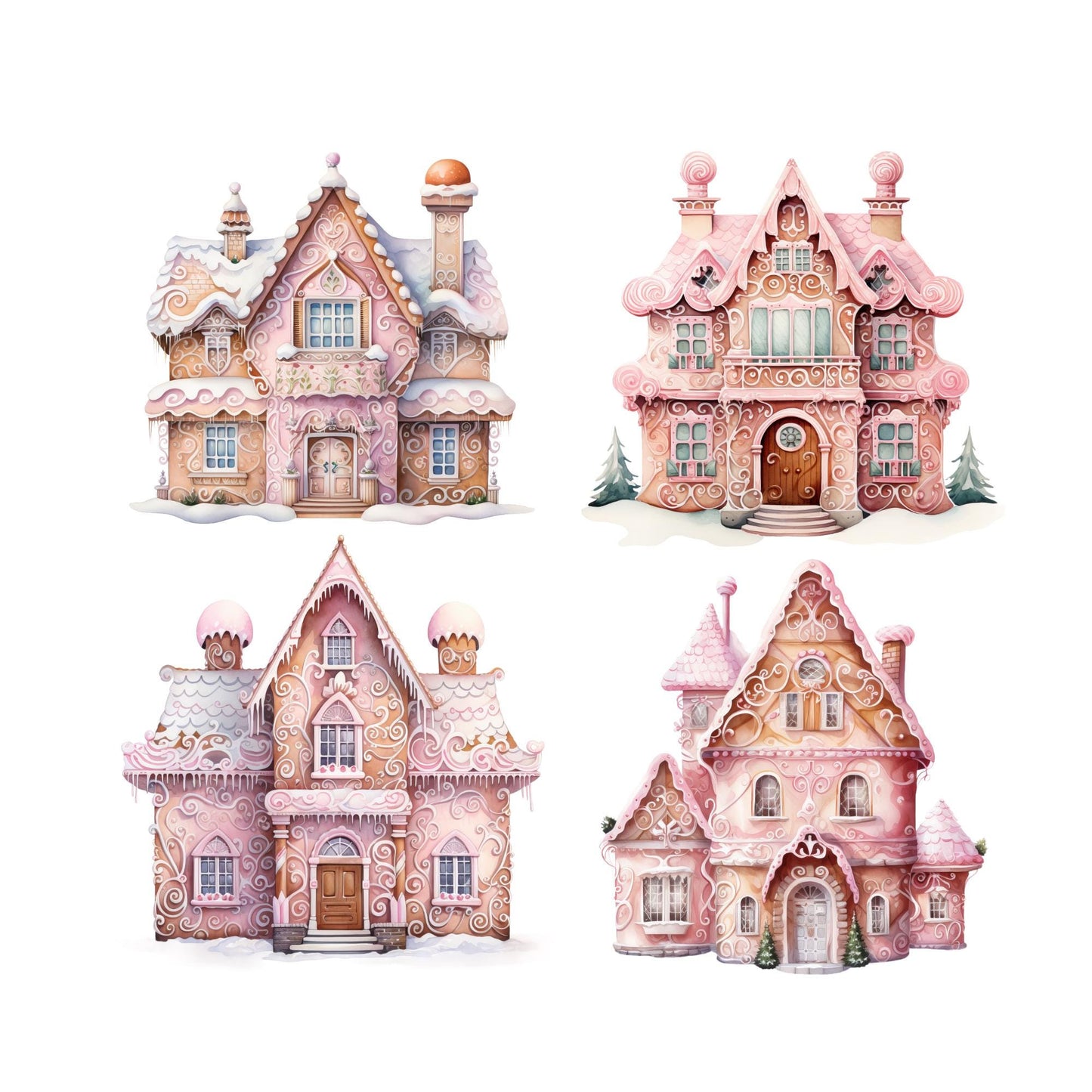 Christmas Pastel Gingerbread House Clipart
