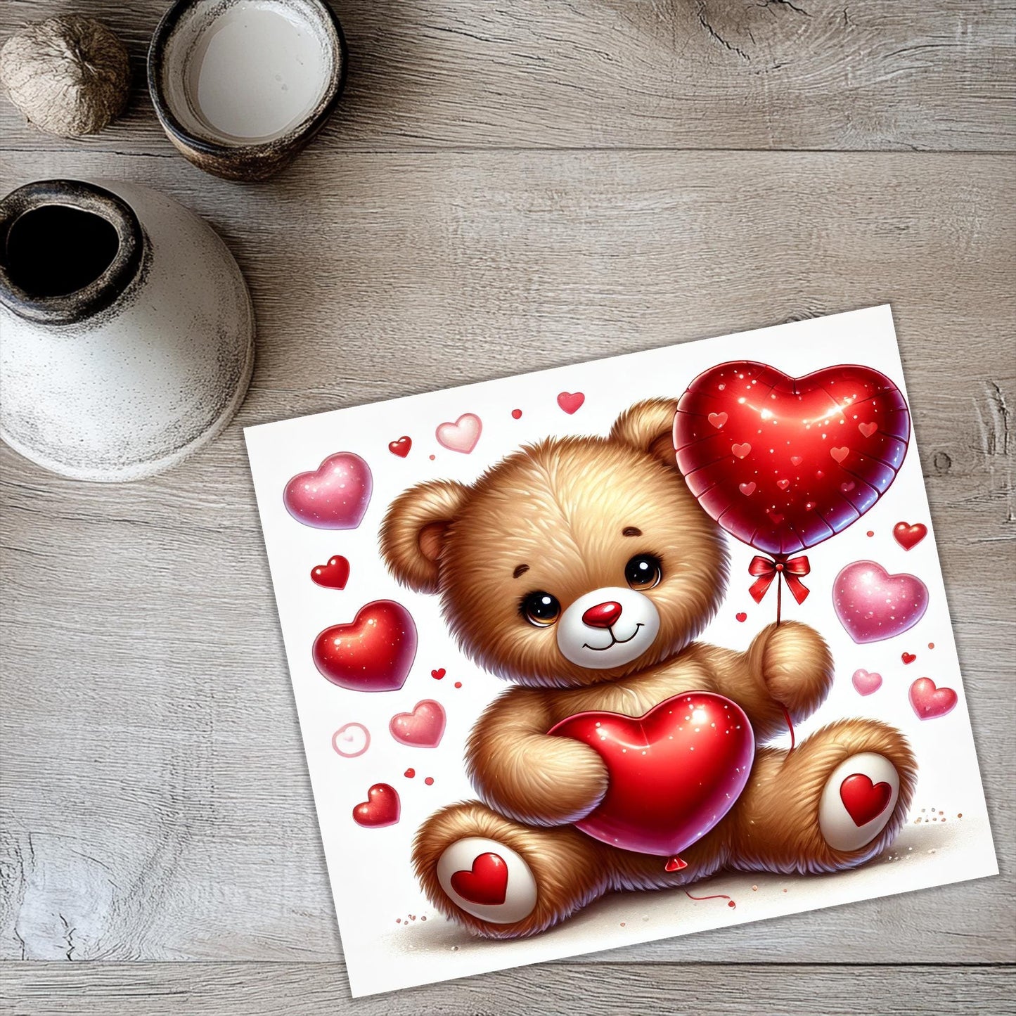 a picture of a teddy bear holding a heart